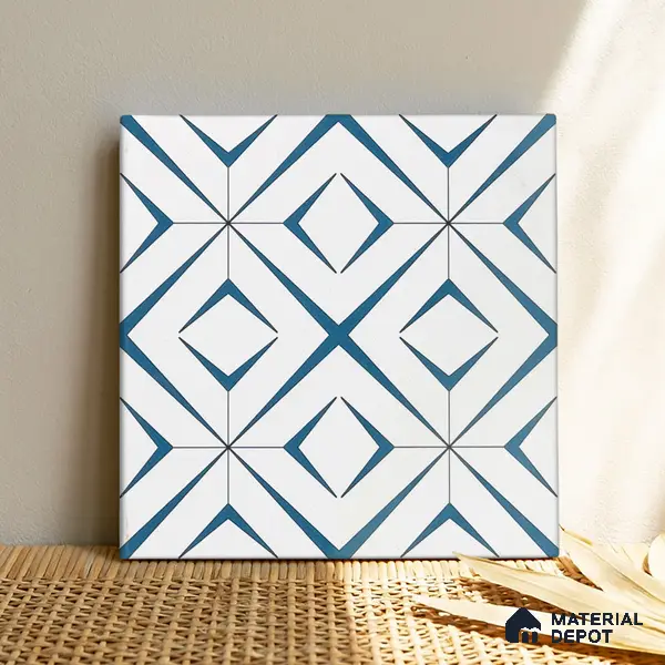 Moroccan Wall & Floor Tile TL 04935 Marrakech Starry Blue 1 ft x 1 ft Ceramic Matte Finish - 9 mm | Suitable for Living Room, Bedroom, Bathroom, Courtyard, Balcony | Please Expect a Slight Variation of Pattern