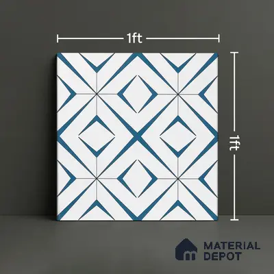 Moroccan Wall & Floor Tile TL 04935 Marrakech Starry Blue 1 ft x 1 ft Ceramic Matte Finish - 9 mm | Suitable for Living Room, Bedroom, Bathroom, Courtyard, Balcony | Please Expect a Slight Variation of Pattern