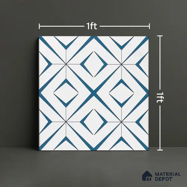 Moroccan Wall & Floor Tile TL 04935 Marrakech Starry Blue 1 ft x 1 ft Ceramic Matte Finish - 9 mm | Suitable for Living Room, Bedroom, Bathroom, Courtyard, Balcony | Please Expect a Slight Variation of Pattern