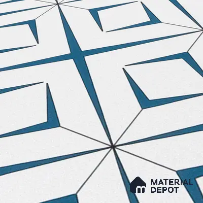 Moroccan Wall & Floor Tile TL 04935 Marrakech Starry Blue 1 ft x 1 ft Ceramic Matte Finish - 9 mm | Suitable for Living Room, Bedroom, Bathroom, Courtyard, Balcony | Please Expect a Slight Variation of Pattern
