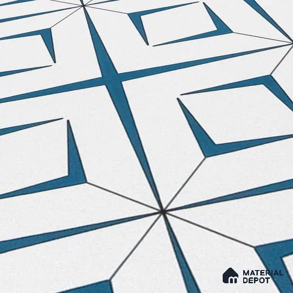 Moroccan Wall & Floor Tile TL 04935 Marrakech Starry Blue 1 ft x 1 ft Ceramic Matte Finish - 9 mm | Suitable for Living Room, Bedroom, Bathroom, Courtyard, Balcony | Please Expect a Slight Variation of Pattern