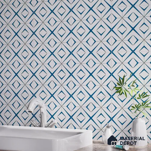 Moroccan Wall & Floor Tile TL 04935 Marrakech Starry Blue 1 ft x 1 ft Ceramic Matte Finish - 9 mm | Suitable For Kitchen, Bathroom, Entryway | Please Expect a Slight Variation of Pattern