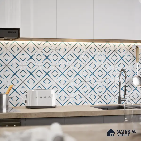 Moroccan Wall & Floor Tile TL 04935 Marrakech Starry Blue 1 ft x 1 ft Ceramic Matte Finish - 9 mm | Suitable for Living Room, Bedroom, Bathroom, Courtyard, Balcony | Please Expect a Slight Variation of Pattern