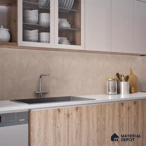 Fabric Look Floor & Wall Tile TL 06012 Forest Patina 2 ft x 2 ft Rustic Carving Matte Finish Vitrified Tile - 9 mm |  Suitable For Living Room, Bedroom, Bathroom, Kitchen & Dining (Sample)