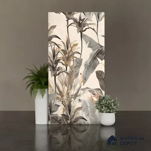Tropical Wall Tile TL 06126 C Forest Crema Decor A 4 ft x 2 ft Vitrified Matte Finish - 9 mm | Suitable For Living Room, Bedroom, Bathroom, Dining