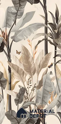 Tropical Wall Tile TL 06126 Forest Crema Decor B 4 ft x 2 ft Vitrified Matte Finish - 9 mm | Suitable For Living Room, Bedroom, Bathroom, Dining (Sample)