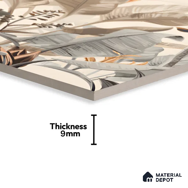 Tropical Wall Tile TL 06126 Forest Crema Decor B 4 ft x 2 ft Vitrified Matte Finish - 9 mm | Suitable For Living Room, Bedroom, Bathroom, Dining (Sample)