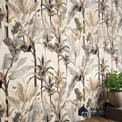 Tropical Wall Tile TL 06126 Forest Crema Decor B 4 ft x 2 ft Vitrified Matte Finish - 9 mm | Suitable For Living Room, Bedroom, Bathroom, Dining (Sample)