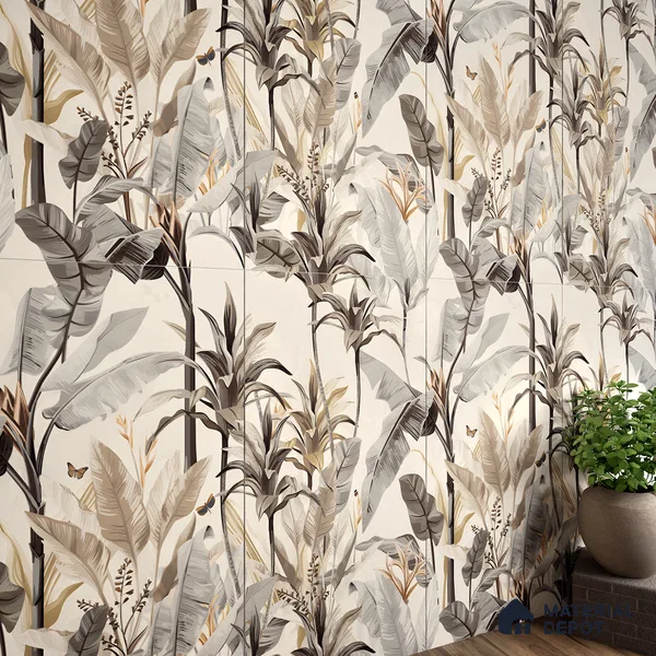 Tropical Wall Tile TL 06126 Forest Crema Decor B 4 ft x 2 ft Vitrified Matte Finish - 9 mm | Suitable For Living Room, Bedroom, Bathroom, Dining (Sample)