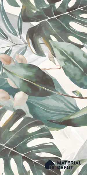 Tropical Wall Tile TL 06127 C Monstera Blanco Decor Pattern 1 4 ft x 2 ft Vitrified Matte Finish - 9 mm | (1 Box Contain Single Design ) | Suitable For Living Room, Bedroom, Bathroom, Dining (Sample)
