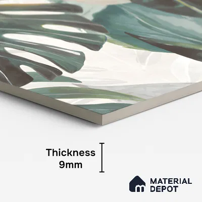 Tropical Wall Tile TL 06127 C Monstera Blanco Decor Pattern 1 4 ft x 2 ft Vitrified Matte Finish - 9 mm | (1 Box Contain Single Design ) | Suitable For Living Room, Bedroom, Bathroom, Dining (Sample)