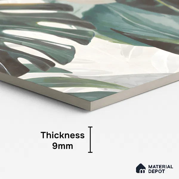 Tropical Wall Tile TL 06127 C Monstera Blanco Decor Pattern 1 4 ft x 2 ft Vitrified Matte Finish - 9 mm | (1 Box Contain Single Design ) | Suitable For Living Room, Bedroom, Bathroom, Dining (Sample)