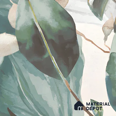 Tropical Wall Tile TL 06127 C Monstera Blanco Decor Pattern 1 4 ft x 2 ft Vitrified Matte Finish - 9 mm | (1 Box Contain Single Design ) | Suitable For Living Room, Bedroom, Bathroom, Dining (Sample)