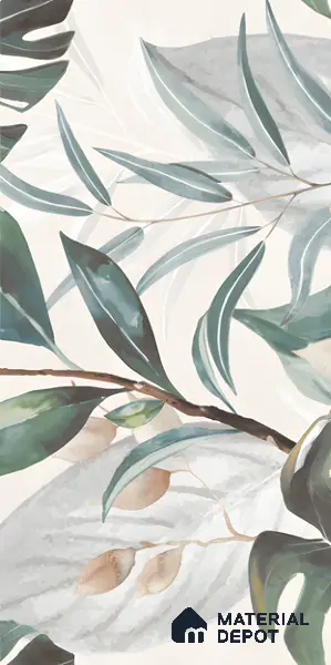 Tropical Wall Tile TL 06127 Monstera Blanco Decor Pattern 2 4 ft x 2 ft Vitrified Matte Finish - 9 mm | (1 Box Contain Single Design ) | Suitable For Living Room, Bedroom, Bathroom, Dining