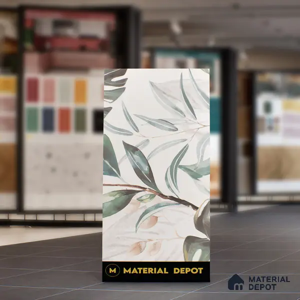 Tropical Wall Tile TL 06127 Monstera Blanco Decor Pattern 2 4 ft x 2 ft Vitrified Matte Finish - 9 mm | (1 Box Contain Single Design ) | Suitable For Living Room, Bedroom, Bathroom, Dining