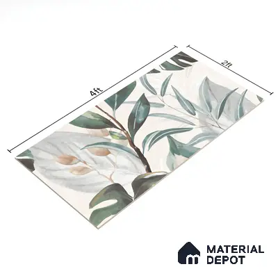 Tropical Wall Tile TL 06127 Monstera Blanco Decor Pattern 2 4 ft x 2 ft Vitrified Matte Finish - 9 mm | (1 Box Contain Single Design ) | Suitable For Living Room, Bedroom, Bathroom, Dining