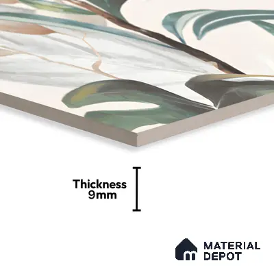 Tropical Wall Tile TL 06127 Monstera Blanco Decor Pattern 2 4 ft x 2 ft Vitrified Matte Finish - 9 mm | (1 Box Contain Single Design ) | Suitable For Living Room, Bedroom, Bathroom, Dining
