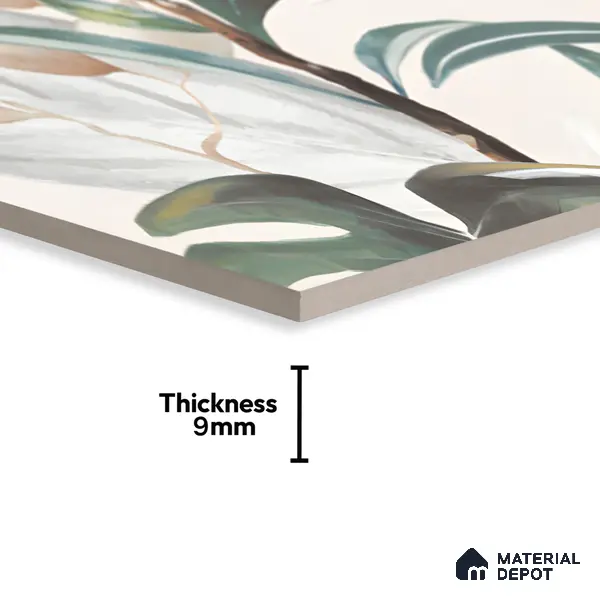 Tropical Wall Tile TL 06127 Monstera Blanco Decor Pattern 2 4 ft x 2 ft Vitrified Matte Finish - 9 mm | (1 Box Contain Single Design ) | Suitable For Living Room, Bedroom, Bathroom, Dining