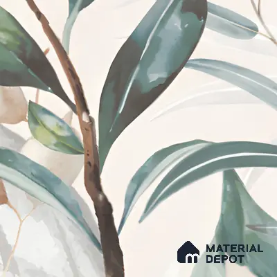 Tropical Wall Tile TL 06127 Monstera Blanco Decor Pattern 2 4 ft x 2 ft Vitrified Matte Finish - 9 mm | (1 Box Contain Single Design ) | Suitable For Living Room, Bedroom, Bathroom, Dining