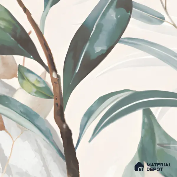Tropical Wall Tile TL 06127 Monstera Blanco Decor Pattern 2 4 ft x 2 ft Vitrified Matte Finish - 9 mm | (1 Box Contain Single Design ) | Suitable For Living Room, Bedroom, Bathroom, Dining