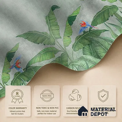 Tropical Green Forest, Digitally Painted Wallpaper Indrani Series Handmade Tropical Design (Customised Size Wallpaper )