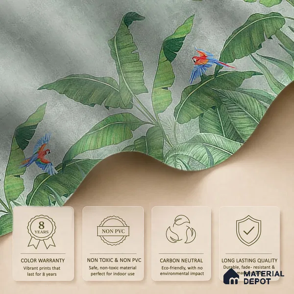 Tropical Green Forest, Digitally Painted Wallpaper Indrani Series Handmade Tropical Design (Customised Size Wallpaper )