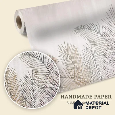 Tropical Leaves in Subtle Background Wallpaper Design Indrani Series Handmade Tropical Design (Customised Size Wallpaper )