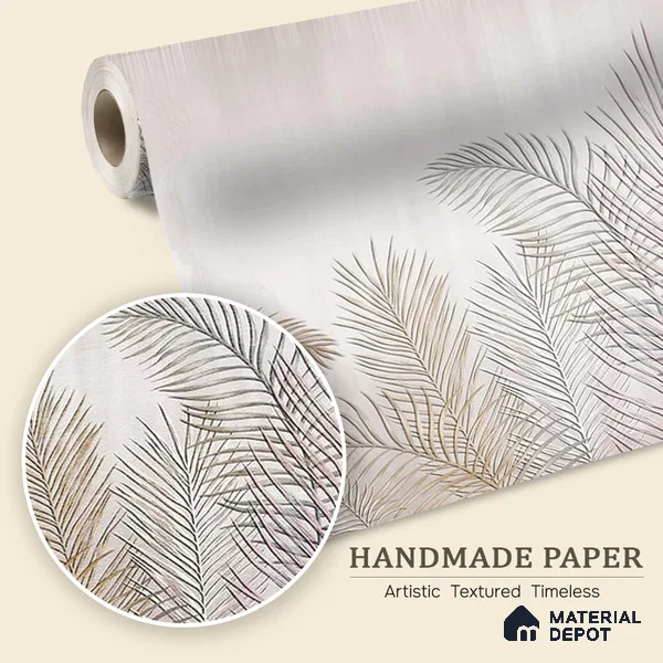 Tropical Leaves in Subtle Background Wallpaper Design Indrani Series Handmade Tropical Design (Customised Size Wallpaper )