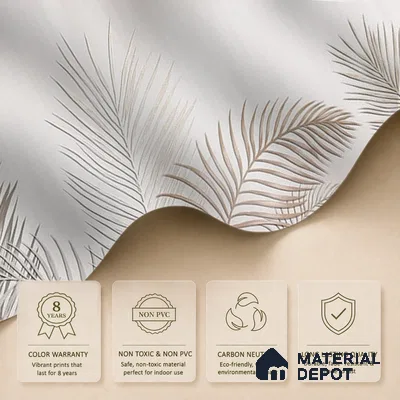 Tropical Leaves in Subtle Background Wallpaper Design Indrani Series Handmade Tropical Design (Customised Size Wallpaper )