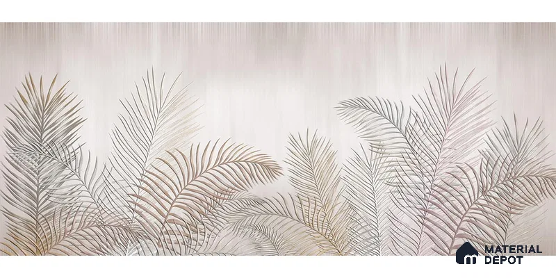 Tropical Leaves in Subtle Background Wallpaper Design Indrani Series Handmade Tropical Design (Customised Size Wallpaper )