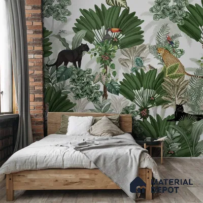 Tropical Tales: Deep Forest Wallpaper Sukoon Series Handmade Tropical Design (Customised Size Wallpaper)