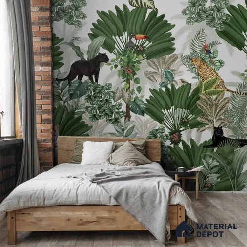 Tropical Tales: Deep Forest Wallpaper Sukoon Series Handmade Tropical Design (Customised Size Wallpaper)