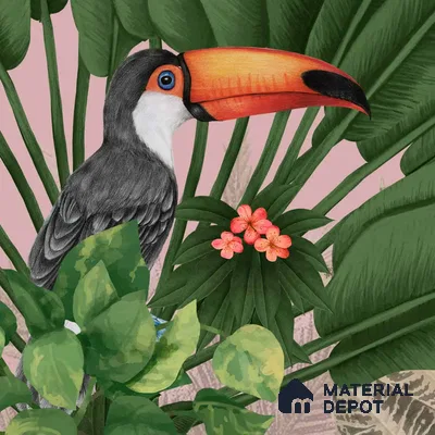 Tropical Tales: Deep Forest Wallpaper, Pink Sukoon Series Canvas Tropical Design (Customised Size Wallpaper)