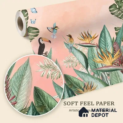 700411 - Tropical Theme-Birds of Paradise, Customised for Homes Indrani Series Soft Feel Tropical Design (Customised Size Wallpaper )