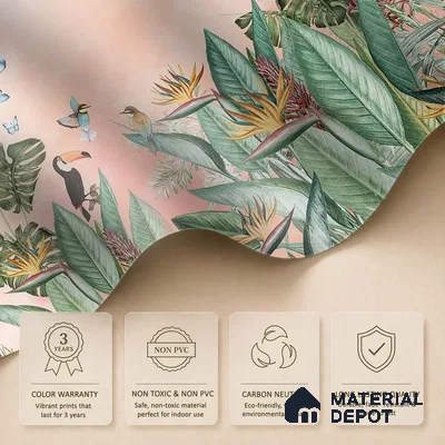 700411 - Tropical Theme-Birds of Paradise, Customised for Homes Indrani Series Soft Feel Tropical Design (Customised Size Wallpaper )