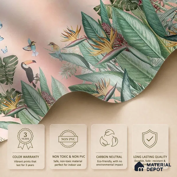 700411 - Tropical Theme-Birds of Paradise, Customised for Homes Indrani Series Soft Feel Tropical Design (Customised Size Wallpaper )