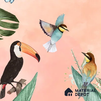 700411 - Tropical Theme-Birds of Paradise, Customised for Homes Indrani Series Soft Feel Tropical Design (Customised Size Wallpaper )