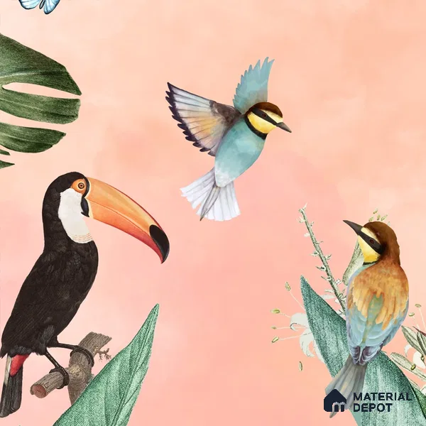 700411 - Tropical Theme-Birds of Paradise, Customised for Homes Indrani Series Soft Feel Tropical Design (Customised Size Wallpaper )