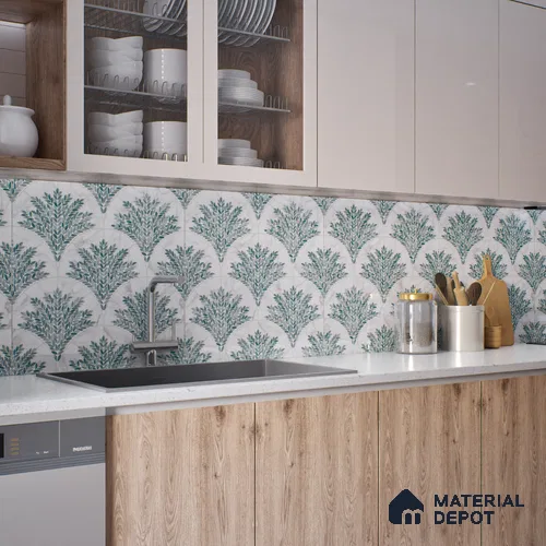 Moroccan Look Floor & Wall Tile TL 06147 Felis 2 ft x 2 ft Sinker Finish Vitrified Tile - 9 mm | Suitable For Kitchen, Accent/Feature Wall, Bathroom | Please Expect a Slight Variation of Pattern