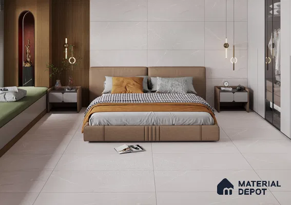 Contemporary Bedroom with Elegant Neutral Tiles | Material Depot