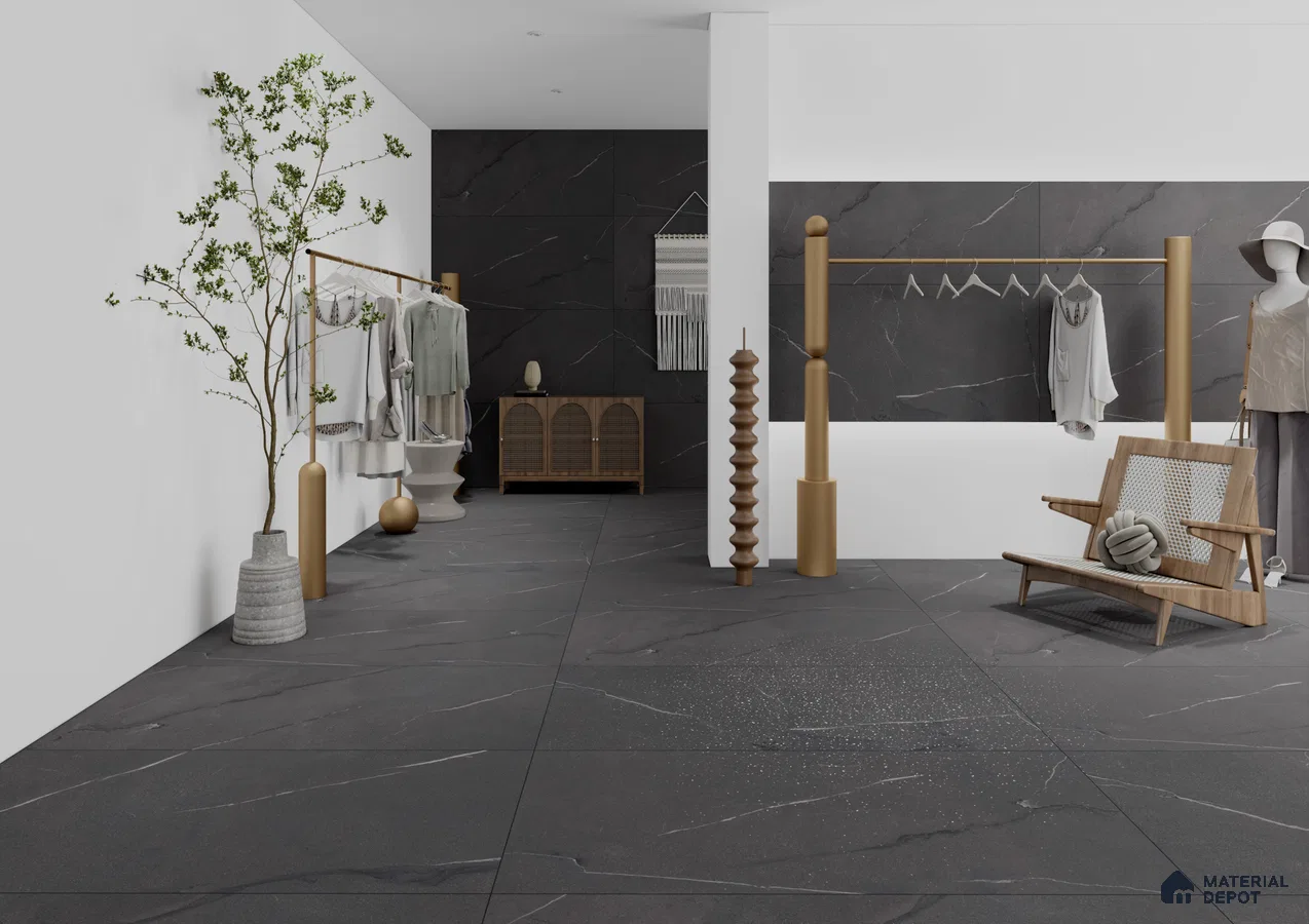 Modern Boutique Interior with Charcoal Grey Tiles | Material Depot