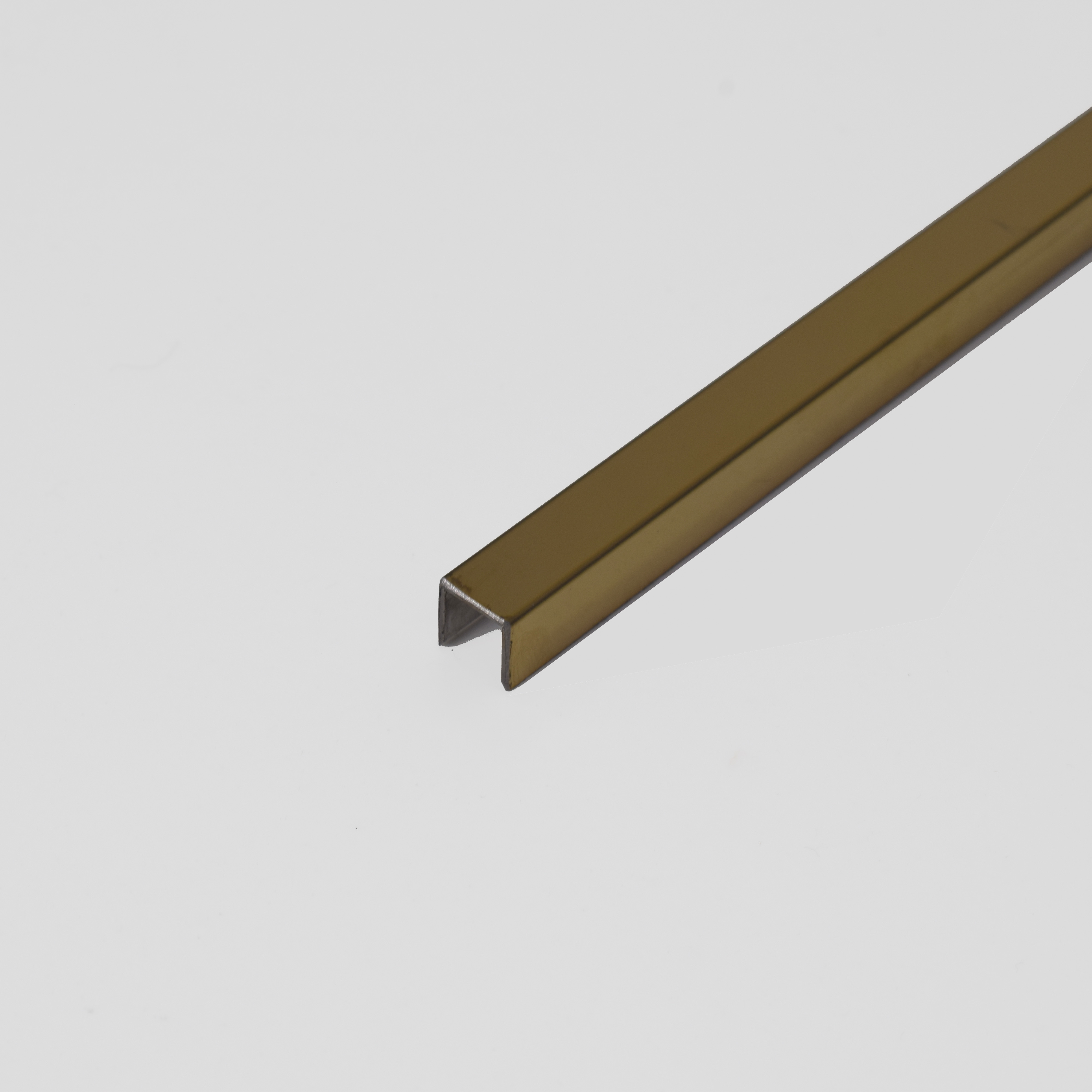 SS 304 U Inlay Profile Polished Gold Glossy Finish Edgeline PM 00292 J | 10 ft (3 mtr) x 10 mm x 0.6 mm | Adhesive Type Installation | Suitable for Floor & Walls
