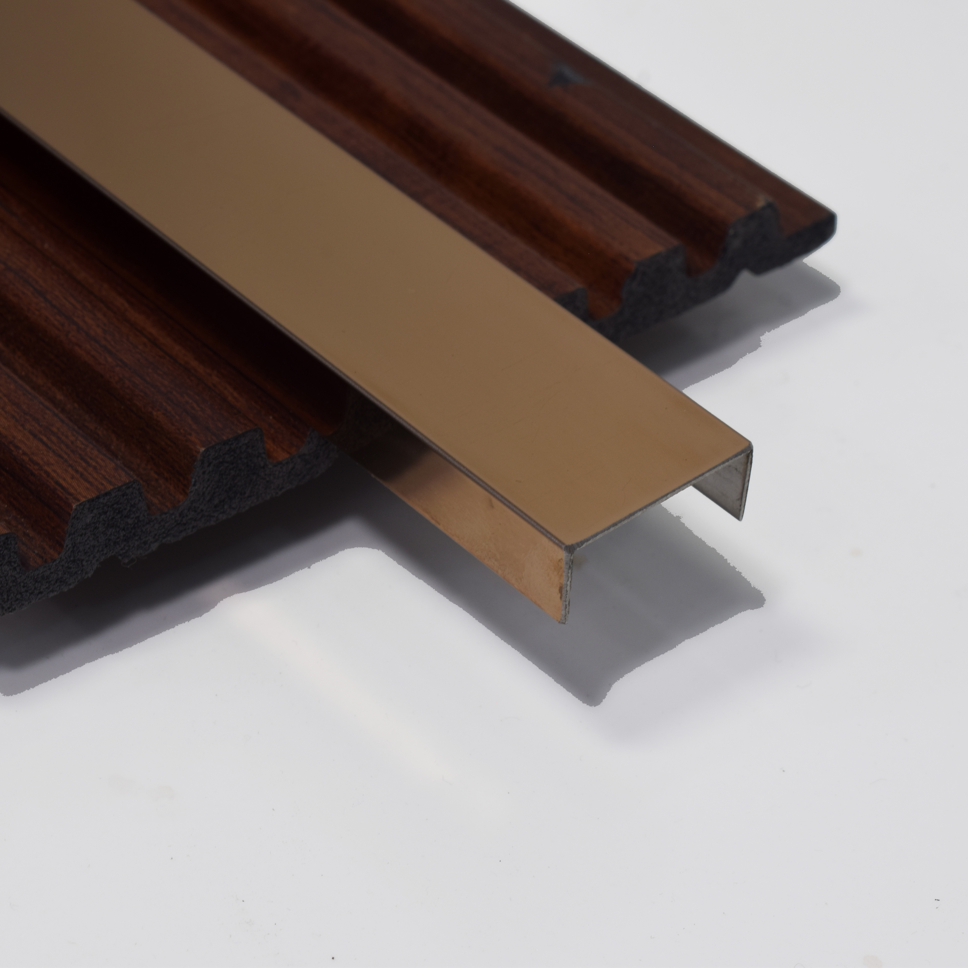 SS 304 U Inlay Profile Rose Gold Glossy Finish Edgeline PM 00292 T | 10 ft (3 mtr) x 20 mm x 0.6 mm | Adhesive Type Installation | Suitable for Floor & Walls