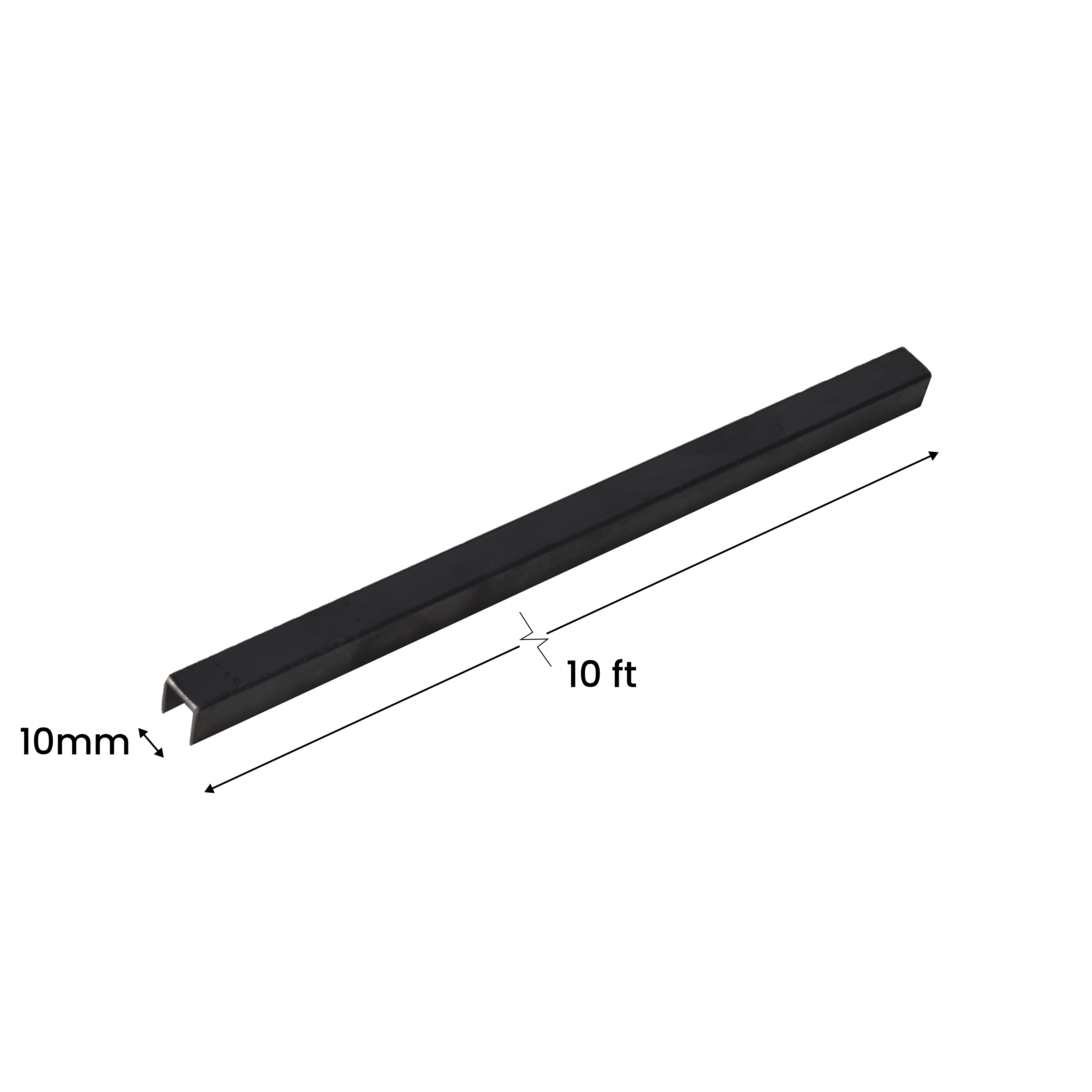 SS 304 U Inlay Profile Polish Black Glossy Finish Edgeline PM 00292 C | 10 ft (3 mtr) x 10 mm x 0.6 mm | Adhesive Type Installation | Suitable for Floor & Walls