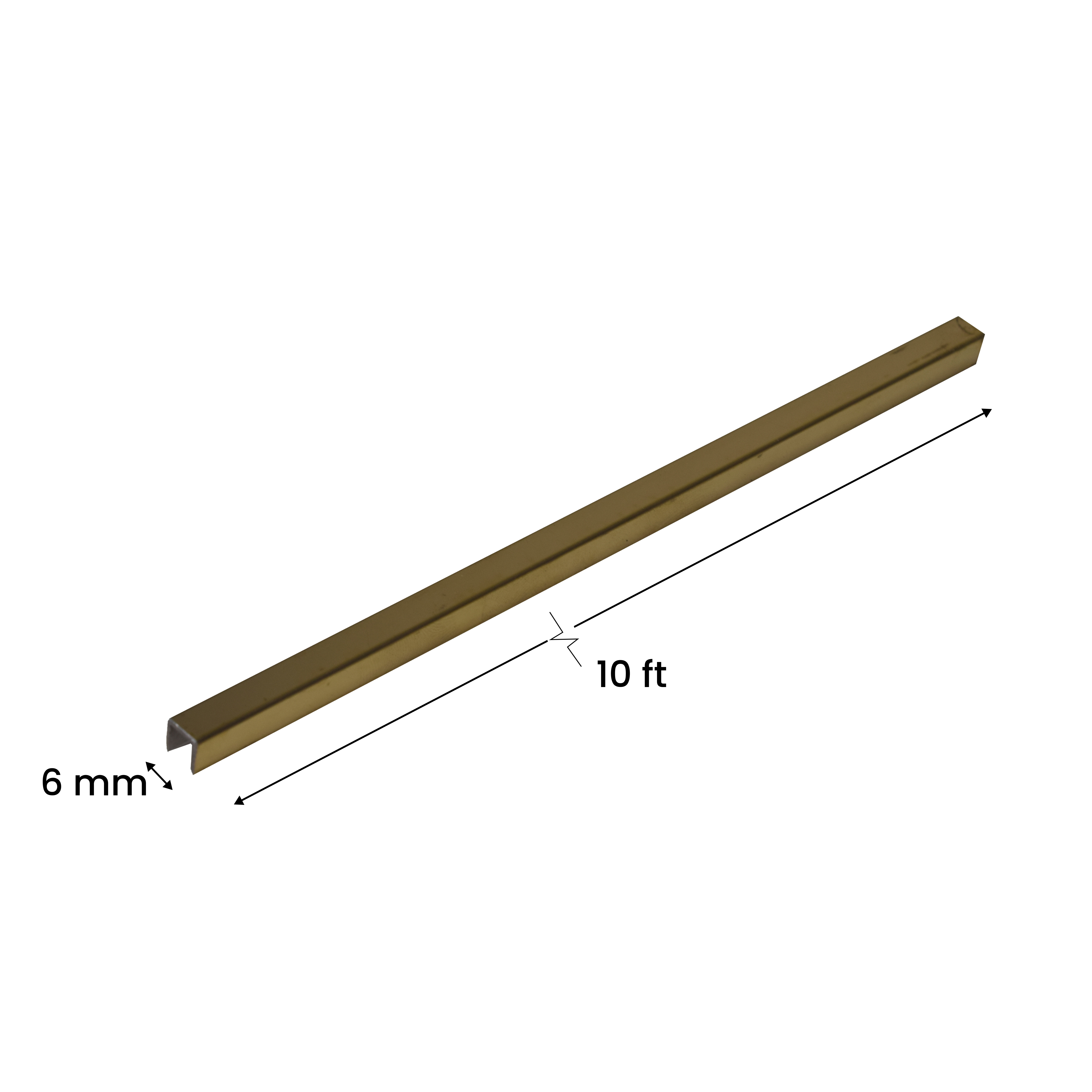 SS 304 U Inlay Profile Polished Gold Glossy Finish Edgeline PM 00292 I | 10 ft (3 mtr) x 6 mm x 0.6 mm | Adhesive Type Installation | Suitable for Floor & Walls