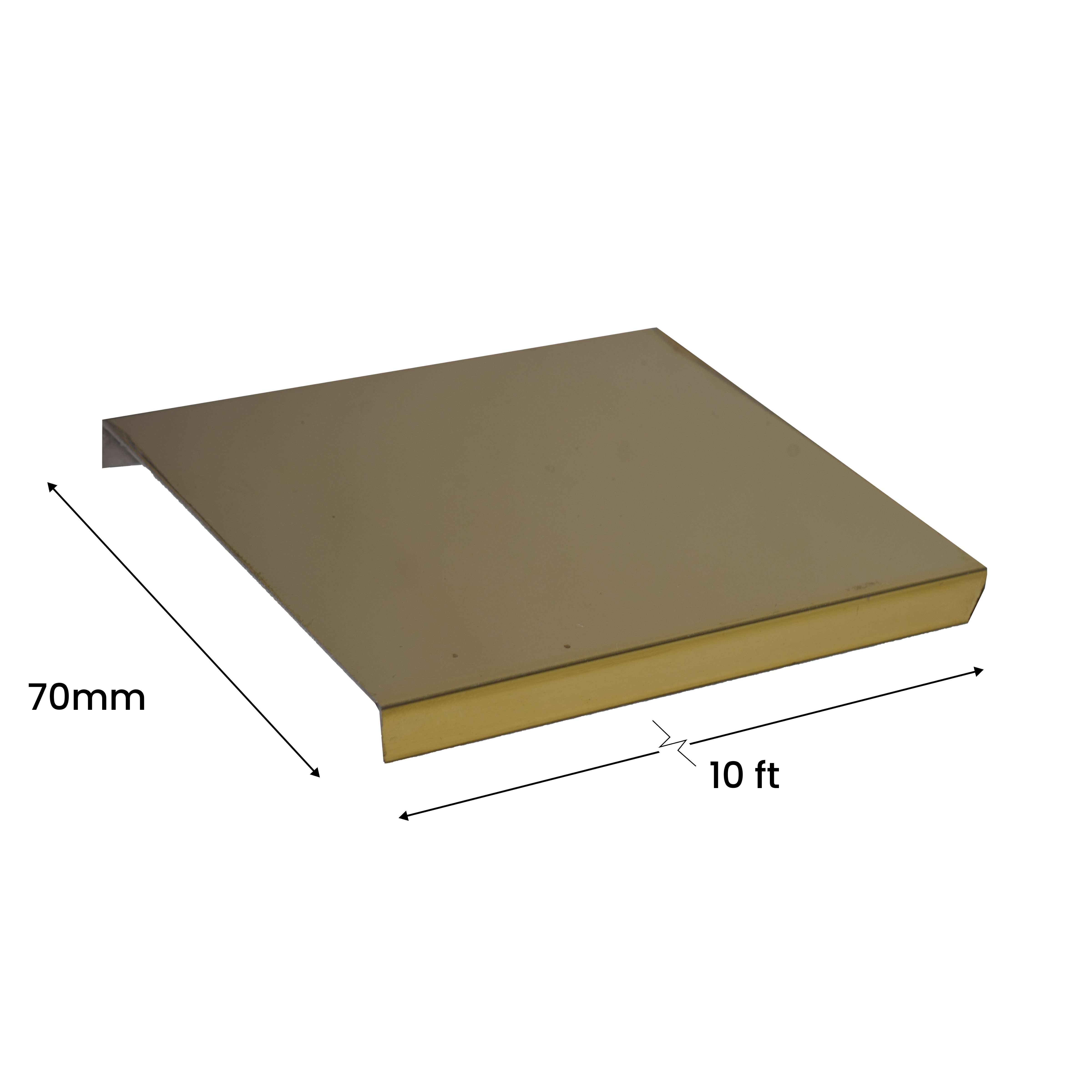 SS 304 U Inlay Profile Polished Gold Glossy Finish Edgeline PM 00292 N | 10 ft (3 mtr) x 70 mm x 0.6 mm | Adhesive Type Installation | Suitable for Floor & Walls
