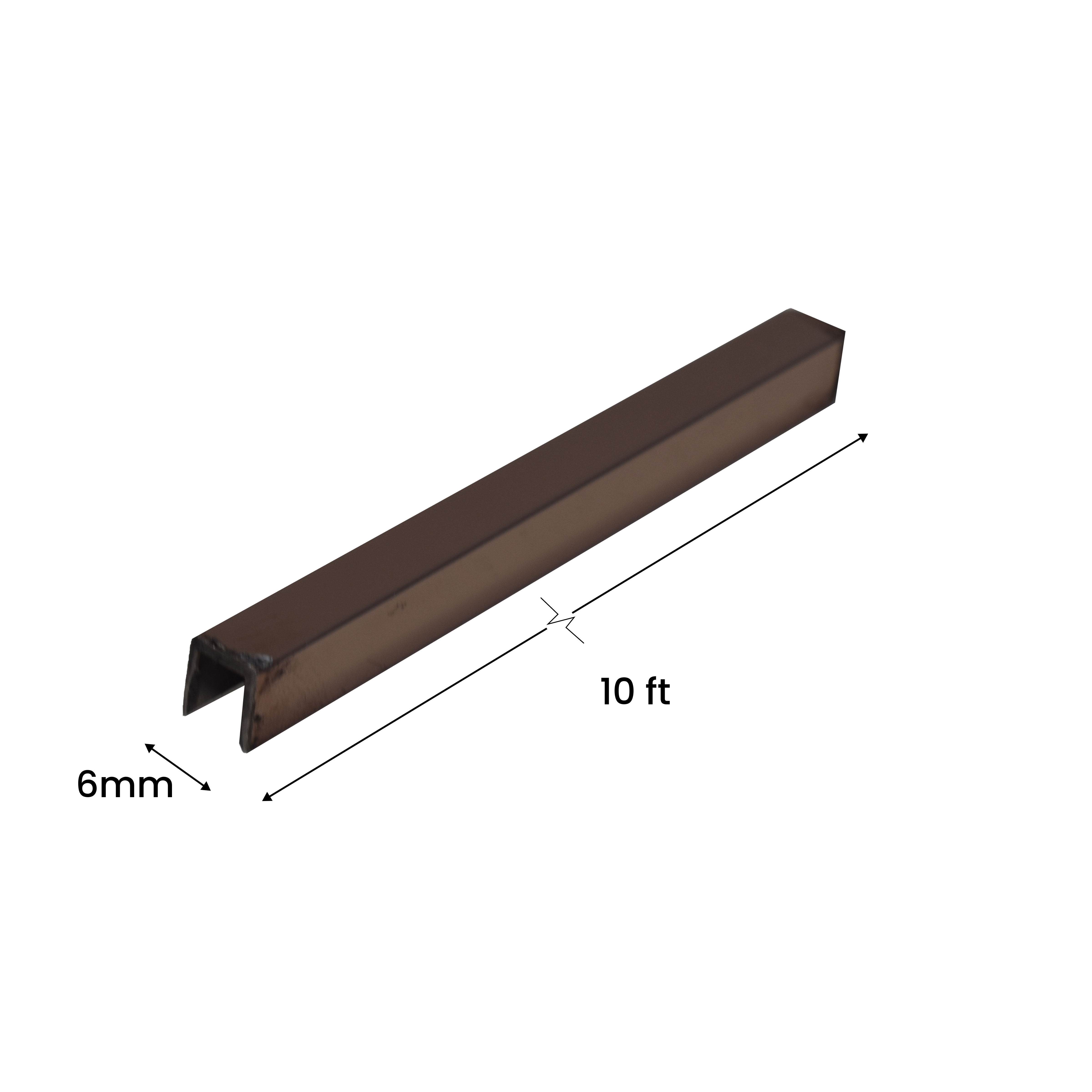 SS 304 U Inlay Profile Rose Gold Glossy Finish Edgeline PM 00292 Q | 10 ft (3 mtr) x 6 mm x 0.6 mm | Adhesive Type Installation | Suitable for Floor & Walls