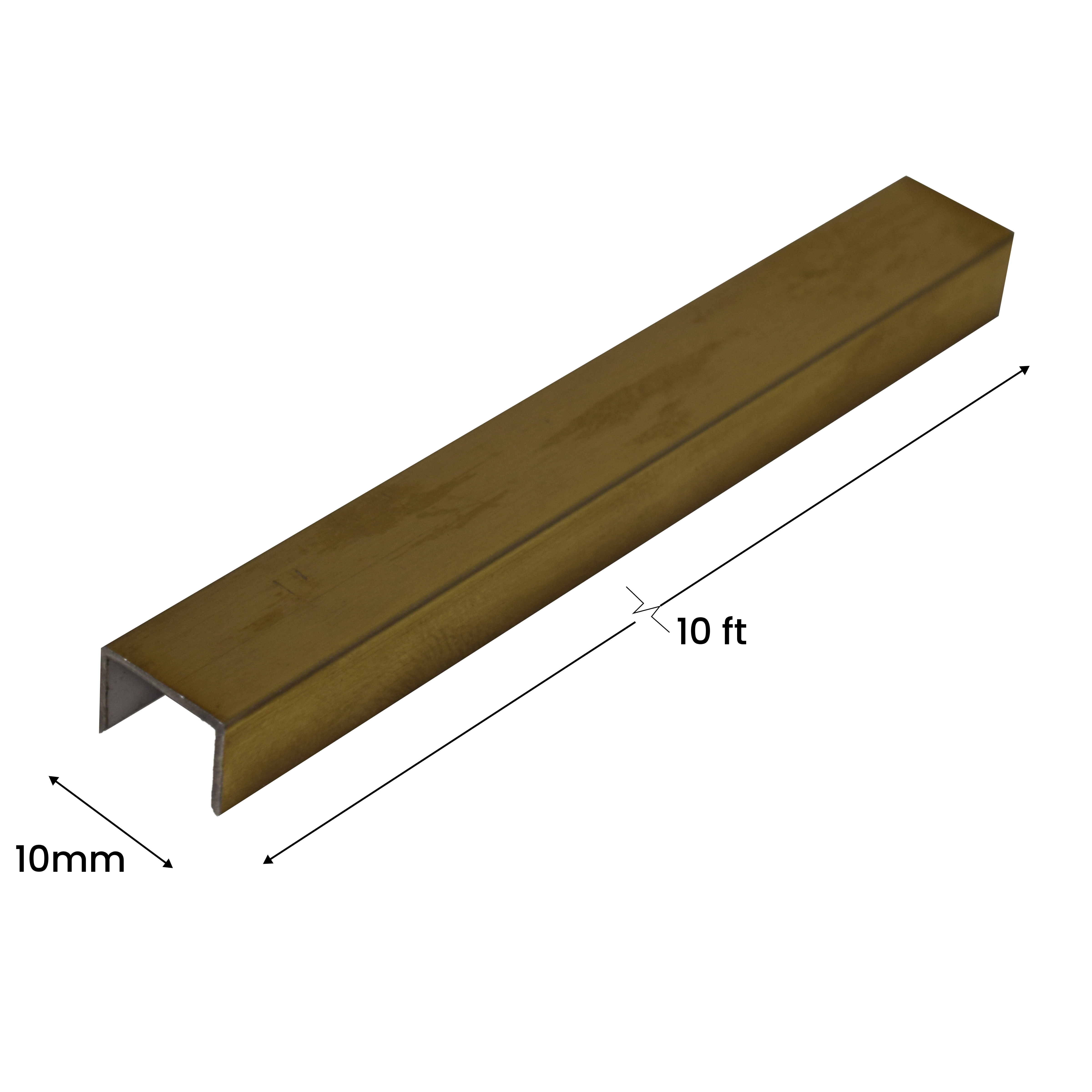 SS 304 U Inlay Profile Brush Gold Matte Finish Edgeline PM 00292 Z | 10 ft (3 mtr) x 10 mm x 0.6 mm | Adhesive Type Installation | Suitable for Floor & Walls