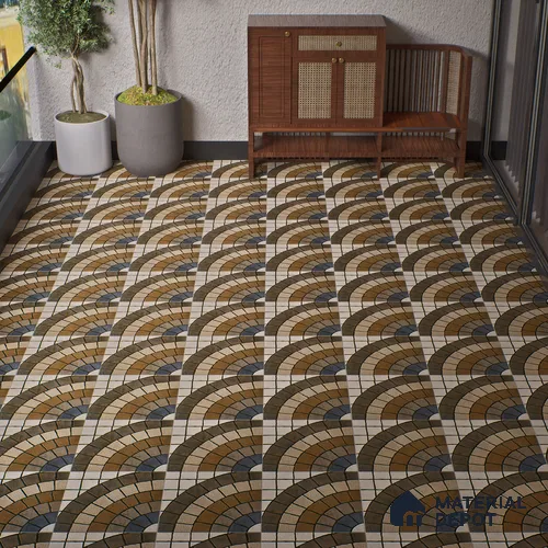 Parking Floor Tile TL 07579 Umber Echo | 16 x 16 inch | Anti Slip Matte Finish Heavy Duty Vitrified Tile - 12 mm | Suitable For High Traffic Areas, Terrace, Balcony | Pattern Alignment May Vary | 2-3 mm Spacer is Mandatory