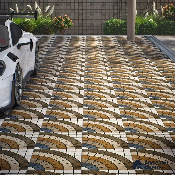Parking Floor Tile TL 07579 Umber Echo | 16 x 16 inch | Anti Slip Matte Finish Heavy Duty Vitrified Tile - 12 mm | Suitable For High Traffic Areas, Terrace, Balcony | Pattern Alignment May Vary | 2-3 mm Spacer is Mandatory